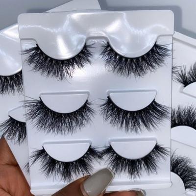 China 25-30 Times Wholesale Siberian Mink Fur Lashes Real 3 Packs Lashes 3d Mink Tapered Eyelashes for sale