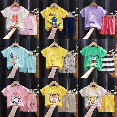 China Wholesale high quality 100% cotton short-slep-shirt 2023 new casual factory boys clothes sweatshirt+pants kids clothing for sale