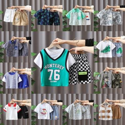 China Baby Boy Girl Summer Loungewear Factory Casual Wholesale Cotton Suit Cartoon Print 100% Short Sleeve T-shirt Top + Shorts 2 Vest Two-p for sale