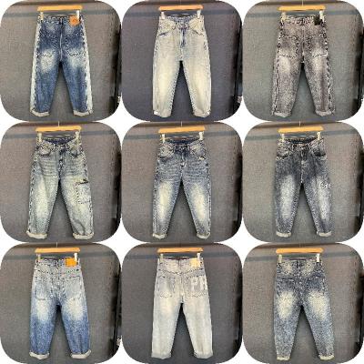 China QUICK DRY Manufacturers Wholesale Trend Pile Jeans Men Contrast Color Pants Flare Worked for sale