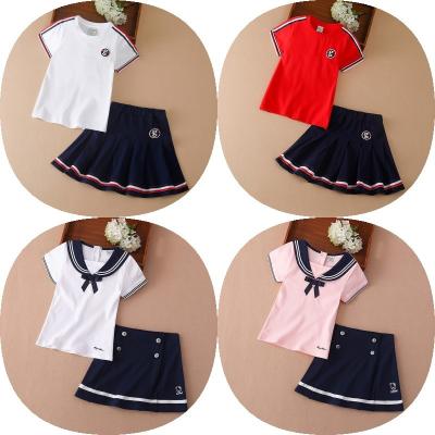 China Anti-wrinkle factory wholesale girls dress 100% pure pleated lapel polo shirt little girl college western style summer dress style cotton skirt for sale