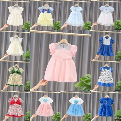 China Factory direct anti-wrinkle candy bow baby girl bubble dress pure cotton sleeve flower girl dress princess skirt for sale