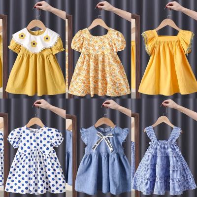 China 2023 Summer Anti-wrinkle wholesale clothing printed girl's dress hot selling casual dress children for sale