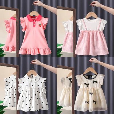 China 2023 Summer Anti-wrinkle wholesale clothing printed girl's dress hot selling casual dress children for sale