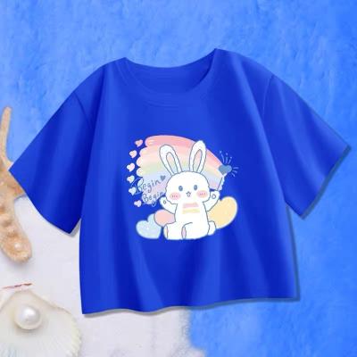 China Wholesale Hot Anti-wrinkle Summer Leisure All Printed Naked Belly Girls T-shirt for sale