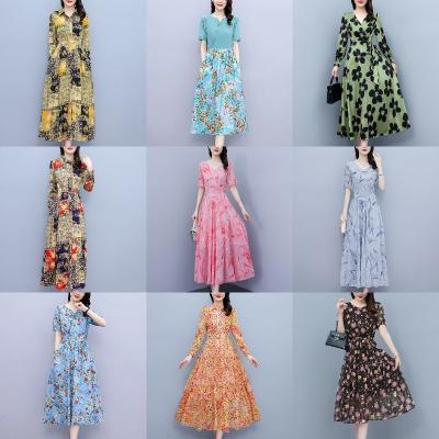 China 2023 Summer Wholesale Anti-static Fashion Hot Selling Elegant Casual Dress Ladies Chiffon Long Slim Ruched Ladies Skirt for sale