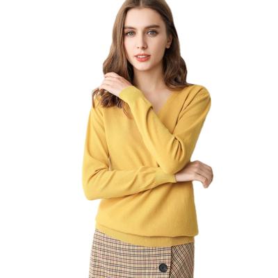 China Other New Design Autumn Winter Basic Pure Color V-Neck Pullover Sweater Women for sale