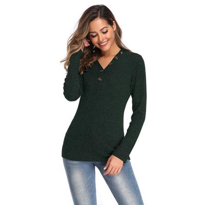 China Other 100% Rayon Designed Long Sleeve V-Neck Women Knit Pullover Sweater for sale