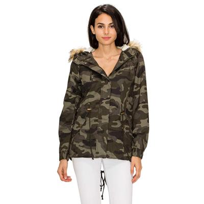 China Long Sustainable Parka Women Waterproof Camouflage Women Jacket With Hood for sale