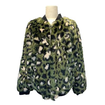 China Durable High Quality Winter Warmth Popular Women's Zipper Leopard Print Faux Fur Coat for sale