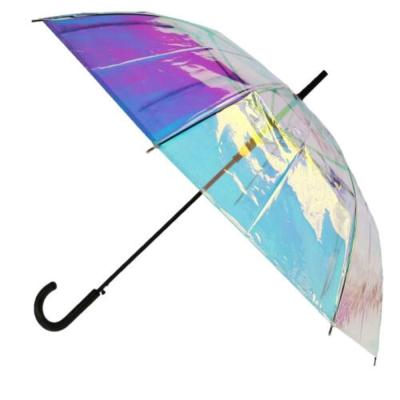 China Poe Special Hanging Color Iridescenct POE Transparent Changing Holographic Umbrella for sale