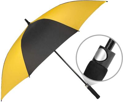 China Black Yellow Automatic Open Outdoor Golf Minimalist Ovida Golf Umbrellas EVA Straight Umbrella for sale