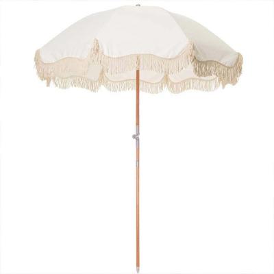 China Outdoor Large Size Minimalist Ovida Garden Umbrella With Tassels Beach Umbrella for sale