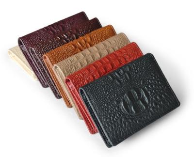 China Eco-friendly Genuine Leather Leather Business Card Holder Stand Card Holder Custom Logo for sale