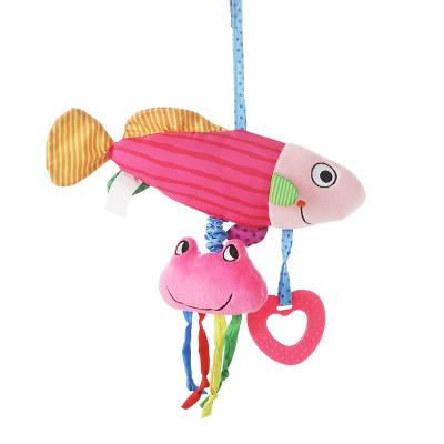 China Cartoon Plush Musical Hanging Toy Pushchair Cot Toys Movable Ratchet Teether Toys for sale