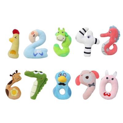 China Children's Learing Toys Early Education Toy Animal Ornaments 10CM 0-9 Number Plush Toys for sale