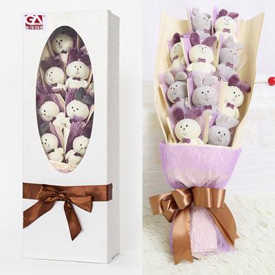 China Lovely Mini Rabbit Doll Flower Bouquet Soft Plush Polyester Digital Valentine Day Gifts Cartoon Bunny Printing Festival Soft 500pcs for sale