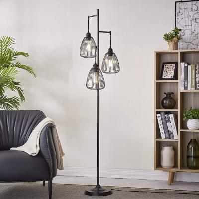 China Lighting Functions Black Rustic Vintage Farmhouse Tall Floor Lamp Stand Lamp Industrial Floor Lamps For Living Room for sale