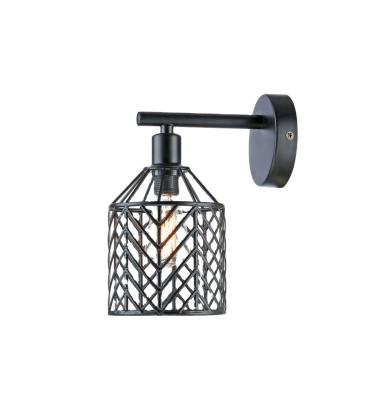 China Industrial Industrial Woven Shade Black Finish Metal Shade Wall Light Fixture Sconce Indoor Wall Lamp for sale