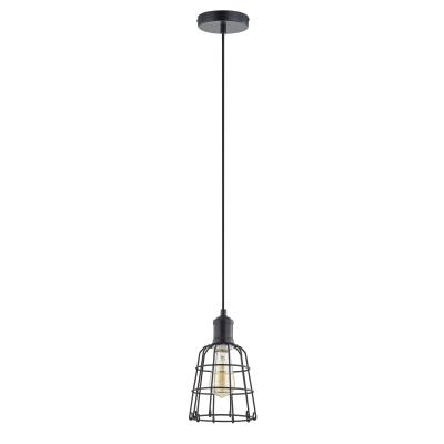 China Outdoor Mounted Industrial Black Metal Cage Mini Hanging Ceiling Light For Dining Room for sale