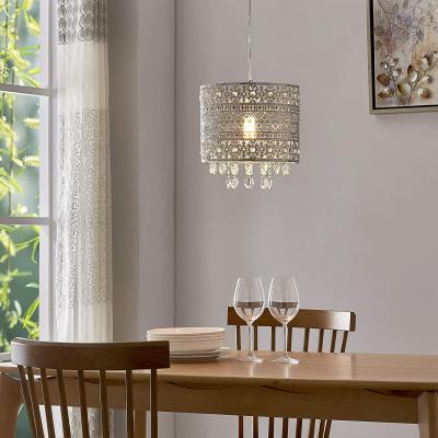 China Large Modern Metal Barrel Lamp Shades For Universal Sparkling Round Crystal Jewel Droplets Chandelier Fitting Ceiling Lights for sale