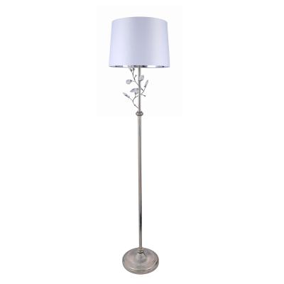 China Post Modern White Canvas Metal Fabric Shade Bud Crystal Floor Lamp for Living Room for sale