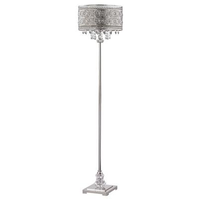 China Luxury Modern Standing Floor Lamp Corner Sofa Shade Crystal Decor Metal Metal for sale