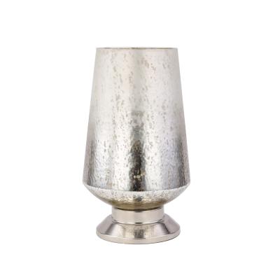 China Vintage Retro Modern Ivory Bisque Champagne Wrinkle Glass Jar Metal Base Table Lamp For Bedroom for sale