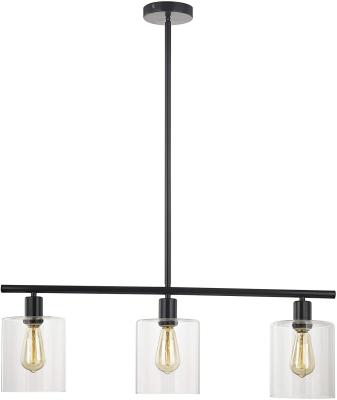 China Vintage Industrial Rustic Modern Glass Farmhouse Chandeliers 3-Light Wire Adjustable Ceiling Lamp for sale