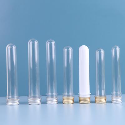 China Household Products 30ml 40ml 45ml 50ml 55ml 60ml PET Plastic Test Tube With Aluminum Screw Cap for sale