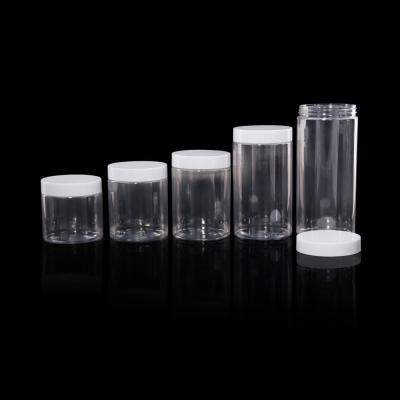 China 30ml 50ml 80ml 100ml 120ml 150ml 180ml 200ml 250ml 300ml PET food plastic jar with transparent black white aluminum clear lid for sale