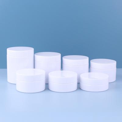 China Wholesale Cosmetic Food Packaging 50ml 80ml 100ml 120ml 150ml 200ml White Pet Plastic Cream Jar With White Lid for sale