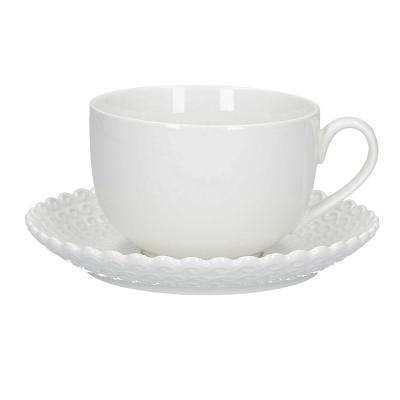 China Sustainable Factory Direct Wholesale Luxury Italian Ceramic Porcelain Cup and Saucer Set - for cafe espresso Cappuccino Americano Flat white for sale