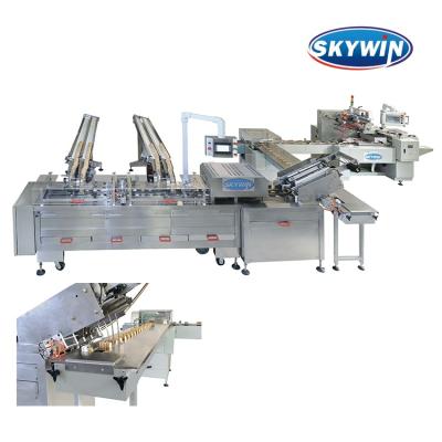 China New Automatic Vegetable Processing Plant Skywin Snacks Cream Sandwich Cookie Machine With Packing Squeezing Making Machine for sale