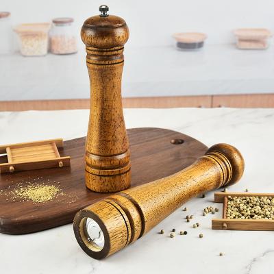 China Beech Pepper Grinder Household Pepper Grinder Bottle Manual Stored Seasoning Grinder for sale