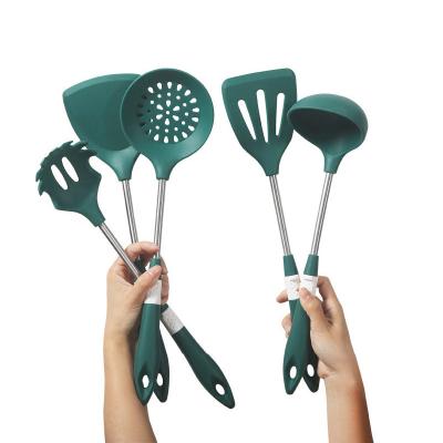 China Free Sample Sustainable Silicone Cookware Set With Holder , 6 PCS Kitchen Utensil Sets For Nonstick Cookware for sale