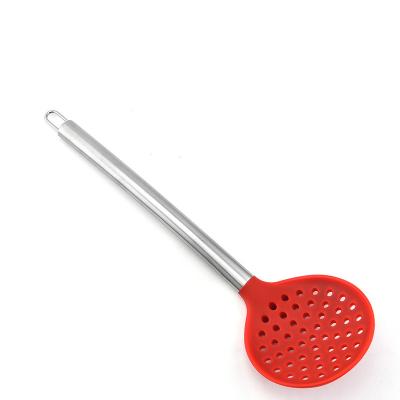 China Stick Stainless Steel Handle Silicone Skimmer Unsustainable Cooking Tools Strainer Kitchen Accessories for sale