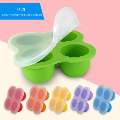 China Viable Viable Silicone Food Supplement Box With Ice Tray Baby Food Preservation Box, 7-Cavity Ice Lid Pop Molds Food Grade Diy Popsicle Molds for sale