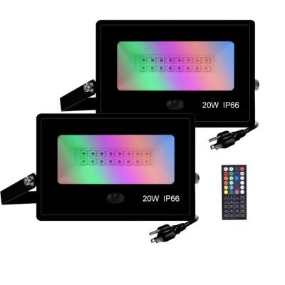 China Amazon 20W IR Outdoor Remote Control Outdoor Landscape Light Customized RGB Color LED Flood Light for sale