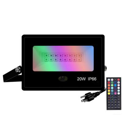 China Outdoor 20W IP66 IR Outdoor Remote Control Landscape Lighting RGB To Color Changing LED Flood Light for sale