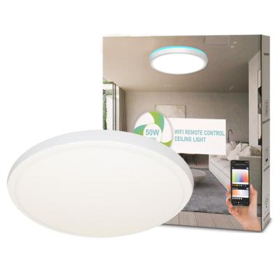 China Modern Outdoor Mounted Living Room Bedroom Lighting Tuya 50W WiFi Smart APP Voice Control RF Ceiling Lamp for sale