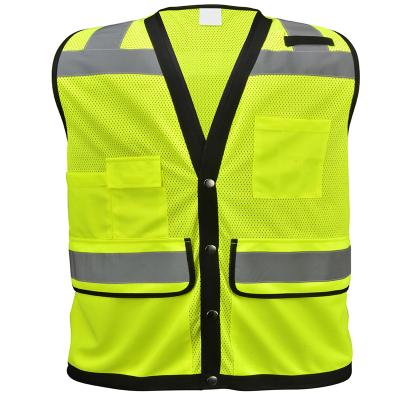 China ANSI Standard 100% Polyester Mesh Knitting Warning High Visibility Reflective Vest With Zipper Pockets For Construction Engineer for sale