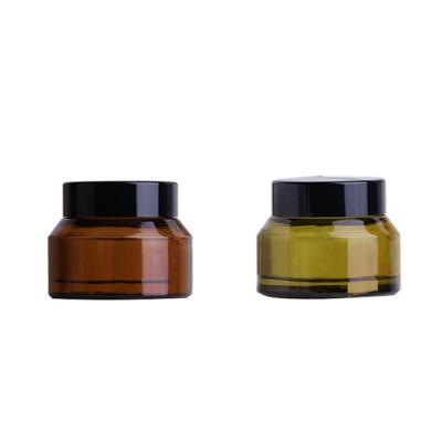 China 30g Cosmetic Tilted Shoulder Glass Cream Bottle Containers Empty Cosmetic Jars for sale