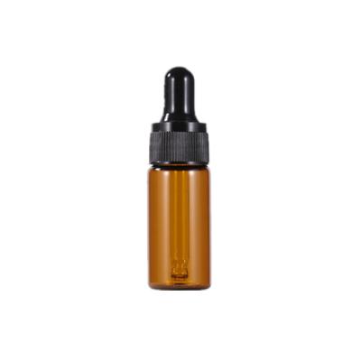 China 1ml 2ml 3ml 5ml Essential Oil Cosmetic Amber Glass Bottle With Dropper for sale