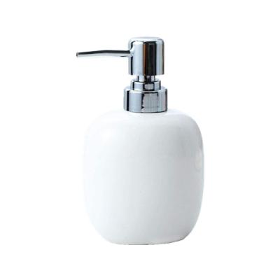 China Cosmetic Press Type 360ml Shampoo Shower Gel Liquid Soap Ceramic Bottle For Bathroom for sale