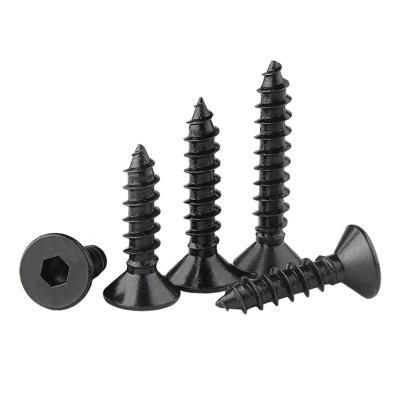 China Pan China Factory Black Zinc Flat Head Hex Socket Tapping Screw OEM Support for sale