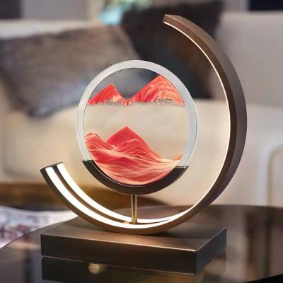 China Europe Drop Shipping Wholesale Sandscape Art Picture Round Glass 3D Hourglass Moving Sea In Motion Display Sand Flowing View for sale