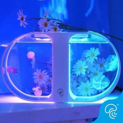 China Spot Viable Goods Offer Table Top Viewing Aquarium Jellyfish Eco-Friendly Double Cylinder Tank Jellyfish Tank Acrylic Tank for sale