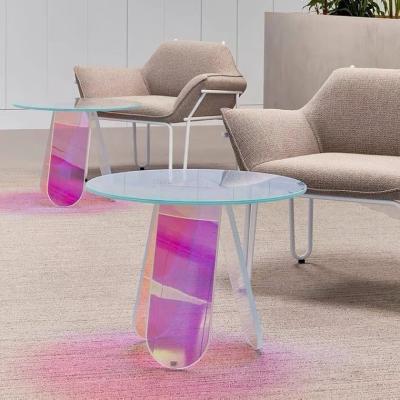 China Adjustable Acrylic Red Light Luxury Round Designer Round Table Net Table Ins Net Table Tea Table Minimalist (Size) Transparent Round Table for sale