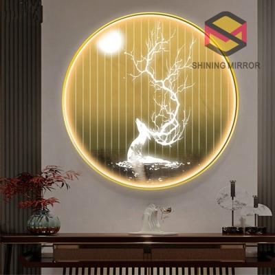 China Mordern 3d Decorative Customized Simple 5d Art Pictures With Aluminum Frame Led Wall Hanging Lighted Painting for sale